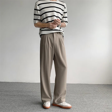 Aidase Khaki Black Suit Pants Men Fashion Social Men Dress Pants Korean Casual Loose Straight Pants Men Office Formal Trousers M-2XL aidase-shop